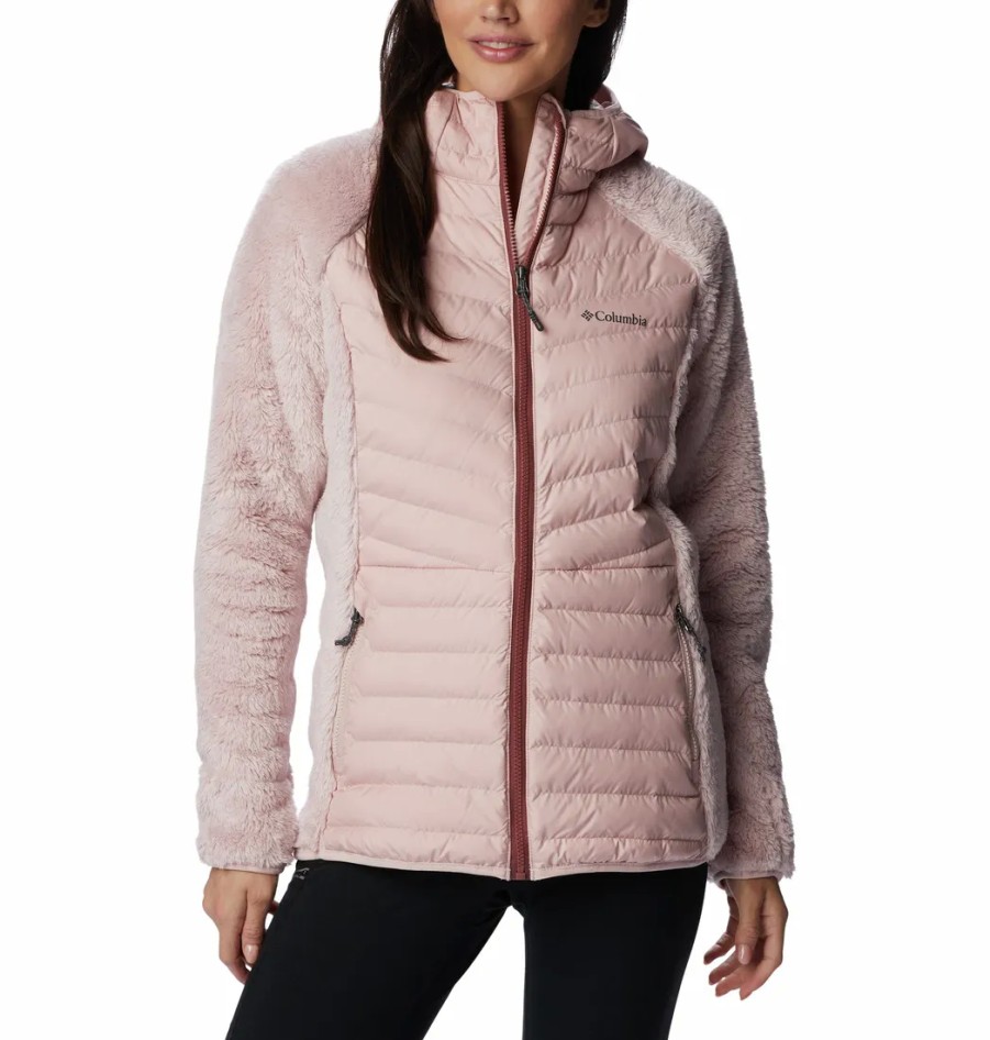 Turystyka Columbia Bluzy | Bluza Puchowa Columbia Powder Lite Sherpa Hybrid Full Zip Damska