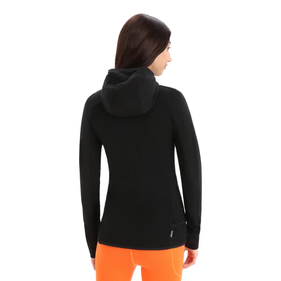 Turystyka Icebreaker Bluzy | Bluza Z Kapturem Icebreaker Merino Quantum Zoneknit Ls Zip Hoodie Damska