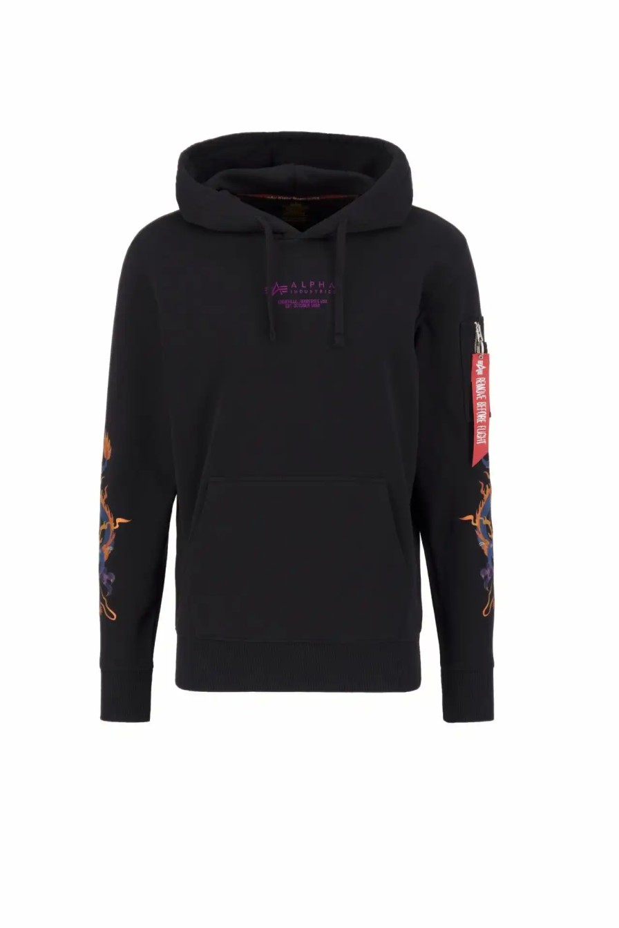 Mezczyzna Alpha Industries Bluzy I Swetry Meskie | Bluza Z Kapturem Alpha Industries Dragon Emb Hoody Meska